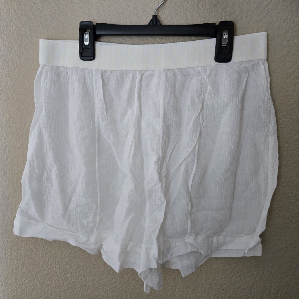 Free People sleep talk shorts alabaster ivory checkered waist sheer large NWT